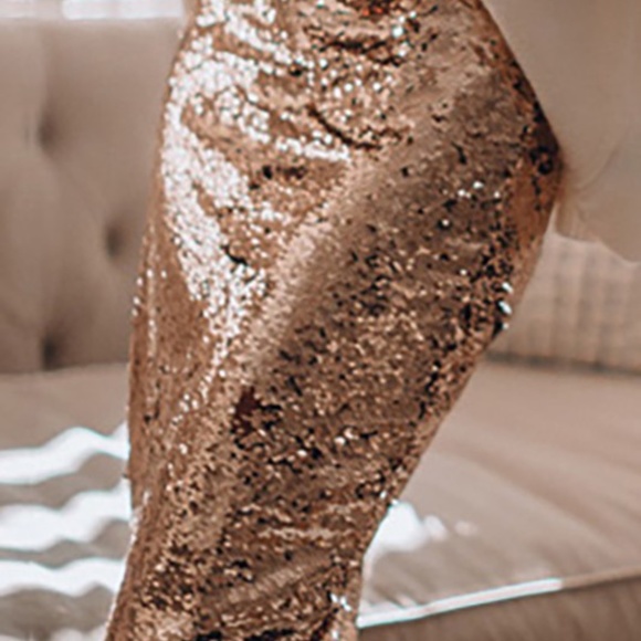 Sequins classic mid length midi skirt wine - Picture 5 of 5